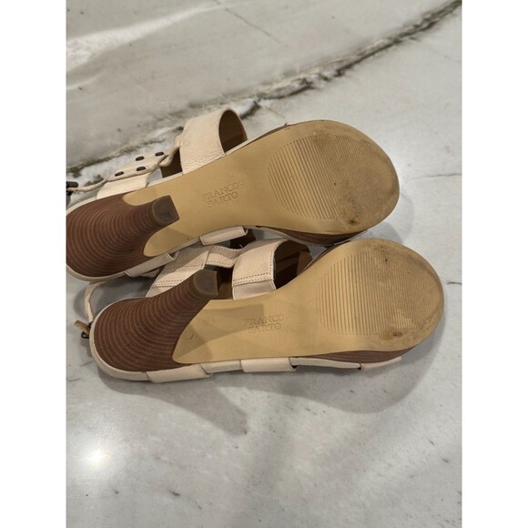 Franco Sarto Womens SZ 8 Ivory Nubuck Leather Mulan Strappy Heel Sandals Shoes - Picture 6 of 9